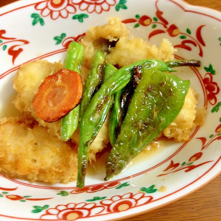 鱧と三度豆の麺つゆがけ